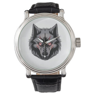 Reloj De Pulsera Lobo con ojos rojos brillantes