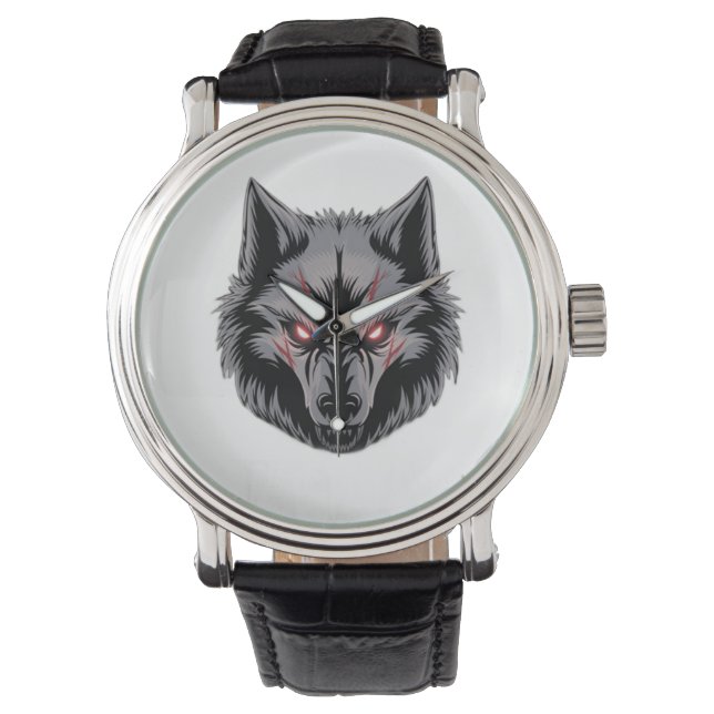 Reloj De Pulsera Lobo con ojos rojos brillantes (Anverso)