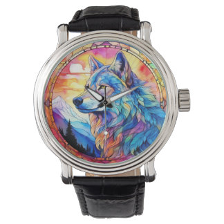 Reloj De Pulsera Lobo en vidrio emplomado