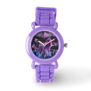 Reloj De Pulsera Lobo gris aullando en el bosque