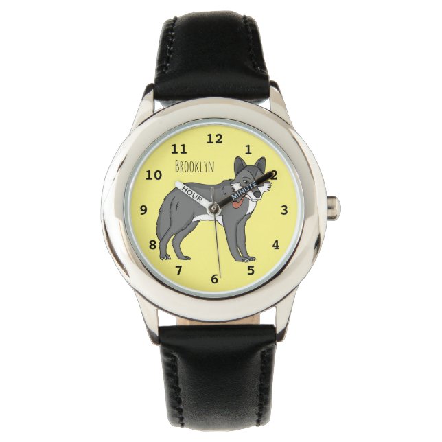 Reloj De Pulsera Lobo gris con ilustracion de personalizado de tube (Anverso)
