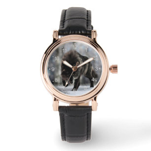 Reloj De Pulsera Lobo negro enojado