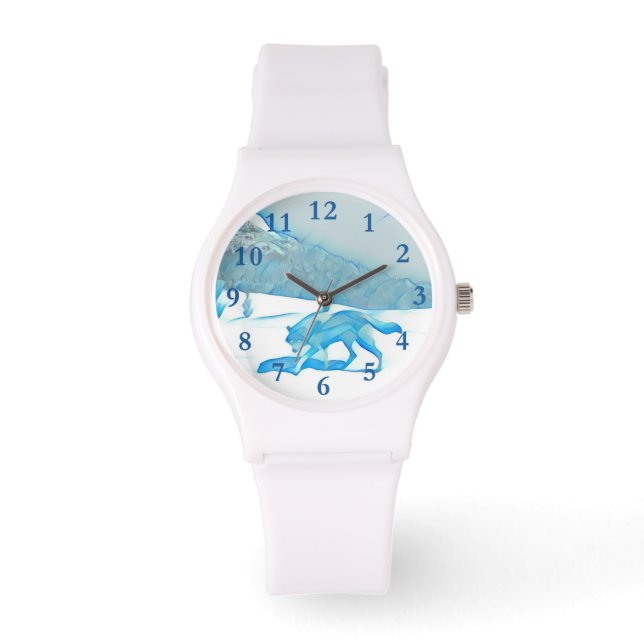 Reloj De Pulsera Lobo solitario en WInter (Anverso)