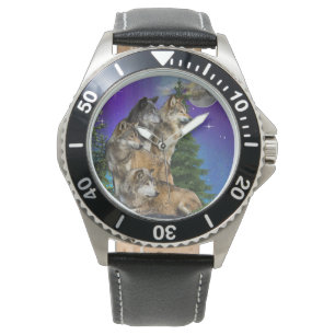 Reloj De Pulsera Lobo y Luna