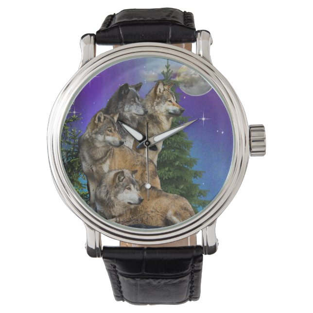 Reloj De Pulsera Lobo y Luna (Anverso)