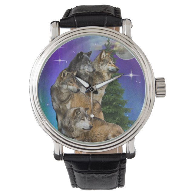 Reloj De Pulsera Lobo y Luna (Anverso)