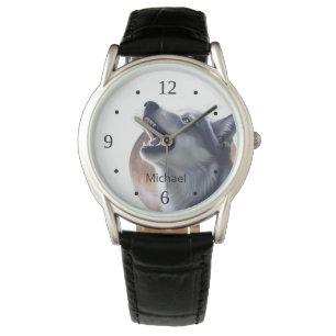 Reloj De Pulsera Lobo Y Luna Llena