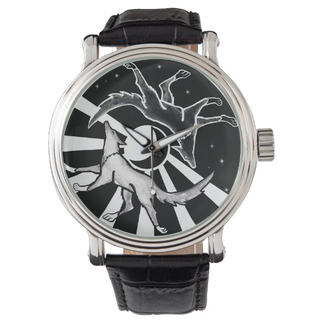 Reloj De Pulsera Lobos de sol y luna (Anverso)