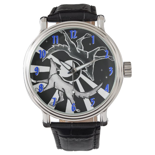 Reloj De Pulsera Lobos de sol y luna (Anverso)