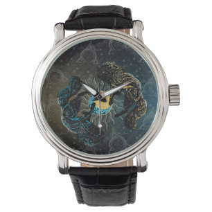 Reloj De Pulsera Lobos Vikingos Sol Luna Mitología Nórdica