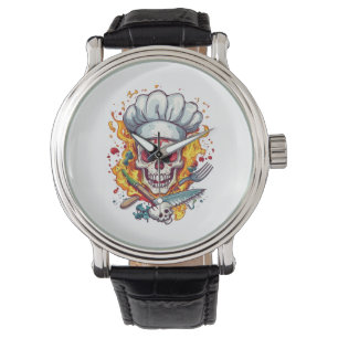 Reloj De Pulsera Locura del Chef Calavera - Esqueleto Divertido de