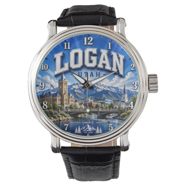 Reloj De Pulsera Logan Utah Mountain (Anverso)