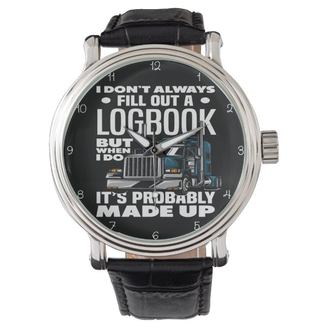Reloj De Pulsera Logbook Made Up Trucker's Humorous Teal (Anverso)