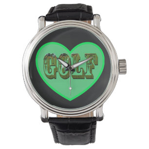 Reloj De Pulsera Logo De Golf En Corazón Verde,