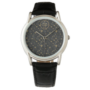 Reloj De Pulsera Logo de Negocios de Oro de Lujo Elegante Azul Mari