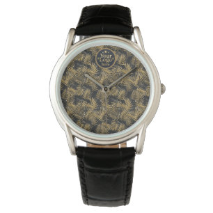 Reloj De Pulsera Logo de Negocios de Oro de Lujo Elegante Azul Mari
