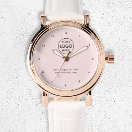 Reloj De Pulsera Logotipo comercial | Rubor Pink Modern Professiona