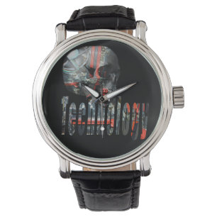 Reloj De Pulsera Logotipo de cráneo de la tecnología,