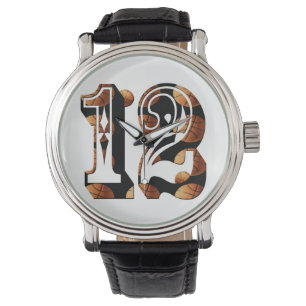 Reloj De Pulsera Logotipo de imagen del número 12 de baloncesto,