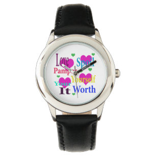 Reloj De Pulsera Logotipo de "Love Spoil Pamper Yourself", cuero in