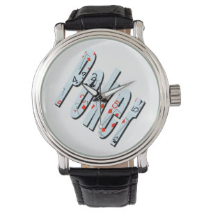 Reloj De Pulsera Logotipo De Poker Hecho Con Diamantes Y Clubes,