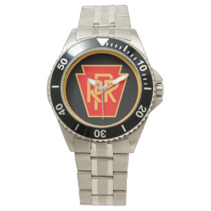Reloj De Pulsera Logotipo, negro y oro del ferrocarril de
