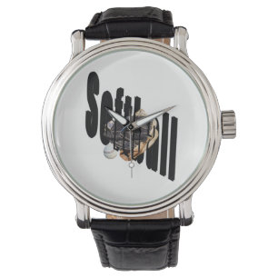 Reloj De Pulsera Logotipo Y Guantes De Sofball,