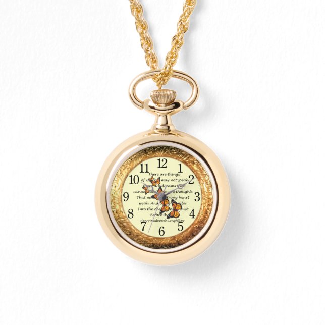 Reloj De Pulsera Longfellow ~ Monarch Butterflies ~ Golden Ring ~ (Anverso)