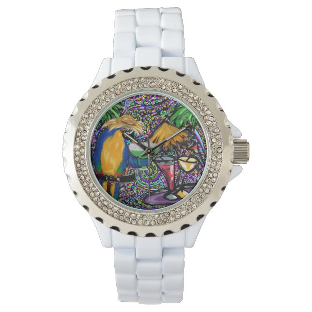 Reloj De Pulsera Loro de fiesta de playa (Anverso)