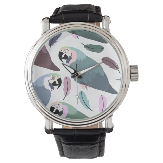 Reloj De Pulsera Loros Modernos Patrón Tropical (Anverso)