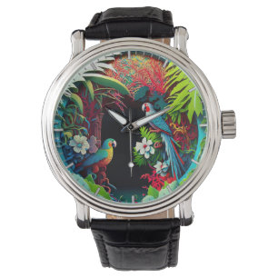 Reloj De Pulsera Loros Tropicales Geniales Arte de la Selva Lluvios
