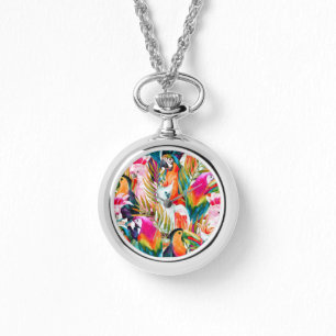 Reloj De Pulsera Loros y hojas de palma