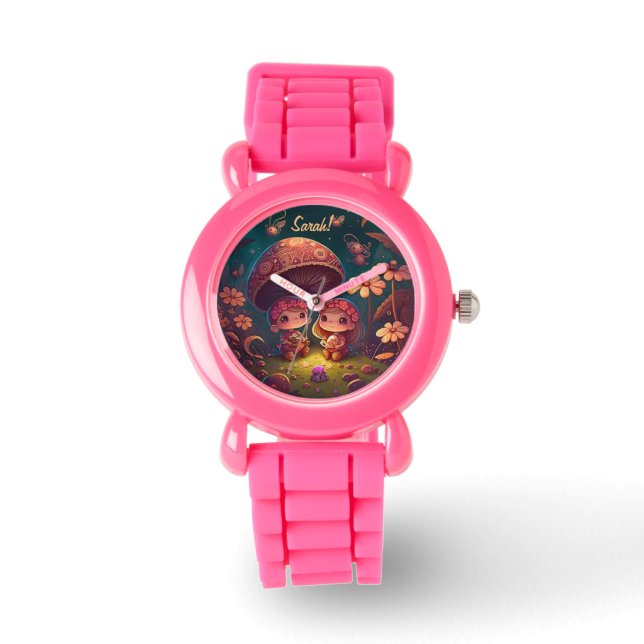 Reloj De Pulsera Los adorables elfos juegan bajo hongos (Anverso)