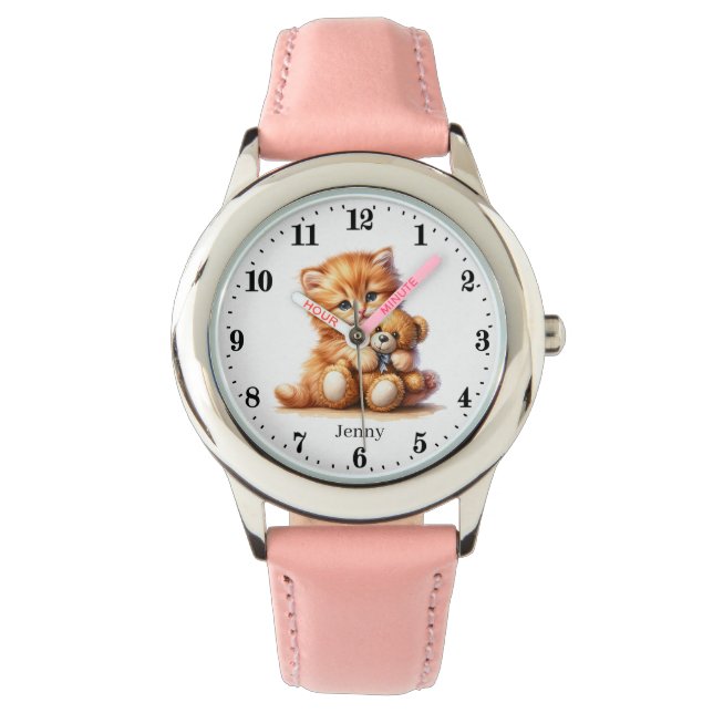 Reloj De Pulsera Los amantes de los gatos de los chicas pequeños añ (Anverso)
