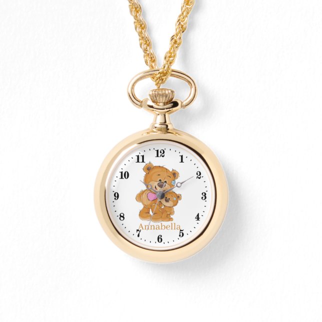 Reloj De Pulsera Los amantes del Oso de Teddy cutto añaden nombre (Anverso)