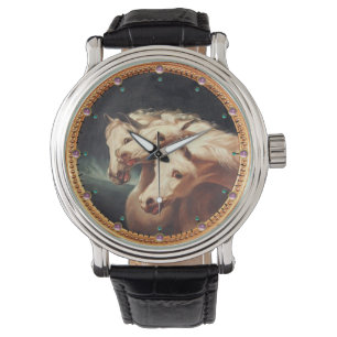 Reloj De Pulsera Los cariñosos caballos árabes blancos del faraón