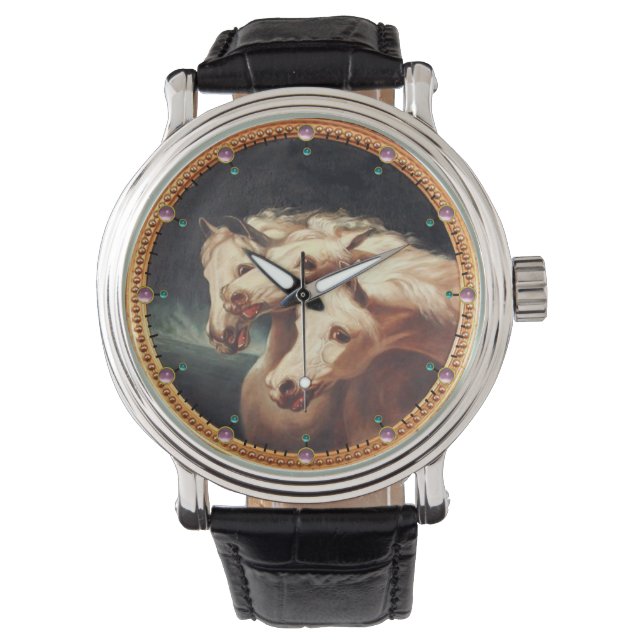 Reloj De Pulsera Los cariñosos caballos árabes blancos del faraón (Anverso)