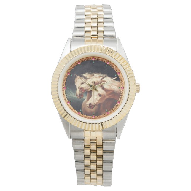 Reloj De Pulsera Los cariñosos caballos árabes blancos del faraón (Anverso)