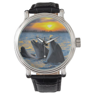 Reloj De Pulsera Los delfínes botella-sospechados en luz de la