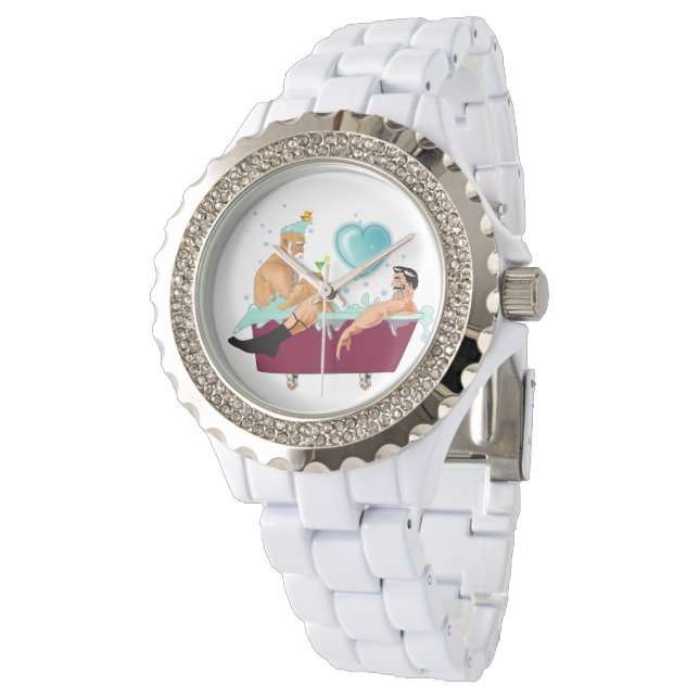 Reloj De Pulsera Los dos hombres gay de SlipperyJoe aman la bañera  (Angular)