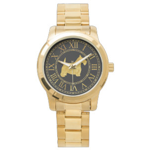 Reloj De Pulsera Los escoceses Terrier en oro y negro personalizan