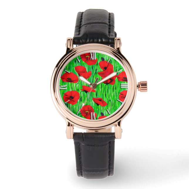 Reloj De Pulsera Los lapachos rojos en un campo verde (Anverso)