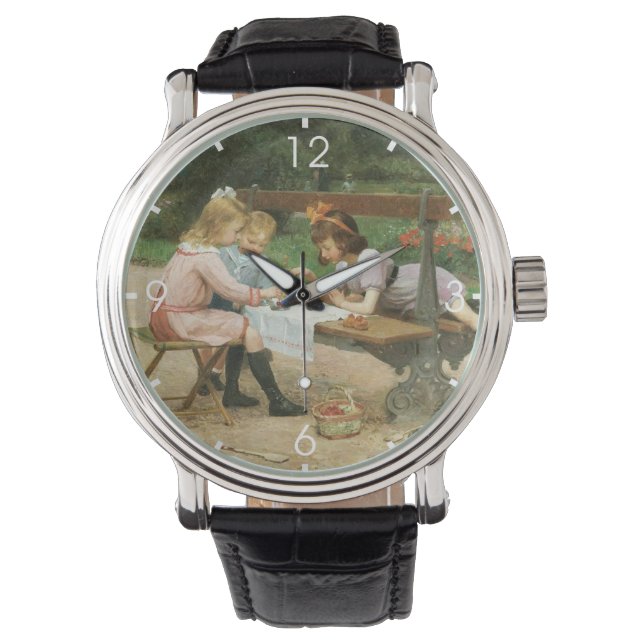 Reloj De Pulsera Los niños disfrutan del té de la tarde en el parqu (Anverso)