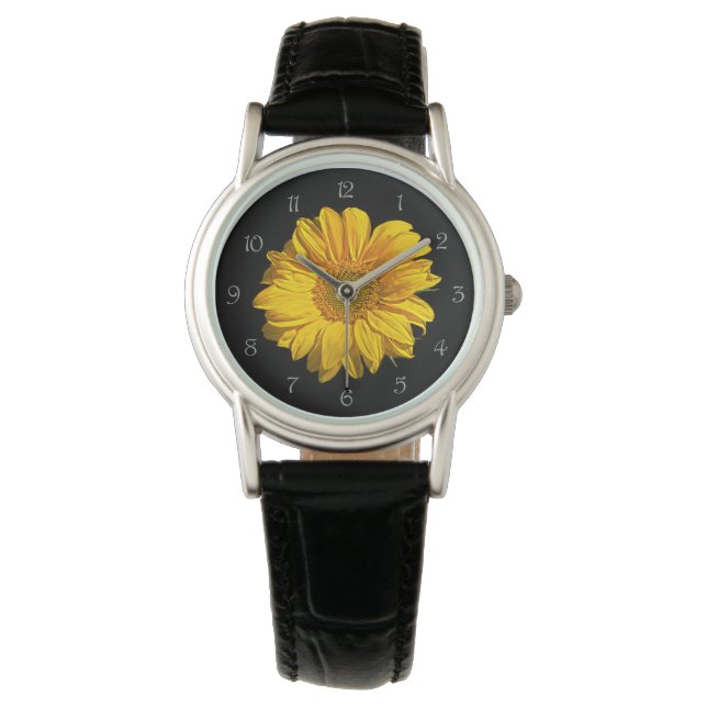 Reloj De Pulsera Los números del guión gris del girasol agitan (Anverso)