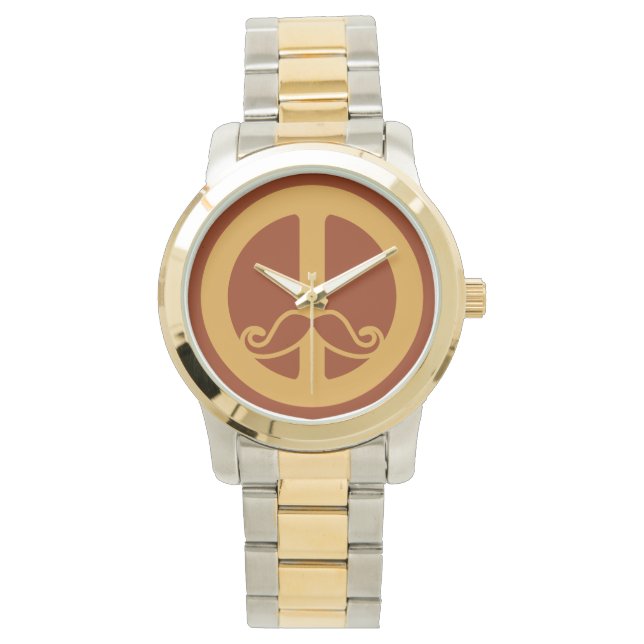 Reloj De Pulsera Los personalizados de Peace Stache observan (Anverso)