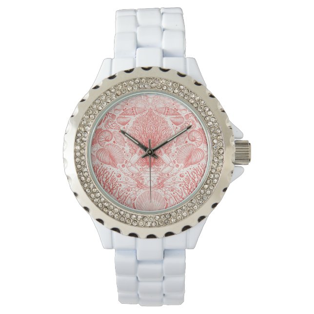Reloj De Pulsera Los tesoros de la playa en rojo coral (Anverso)