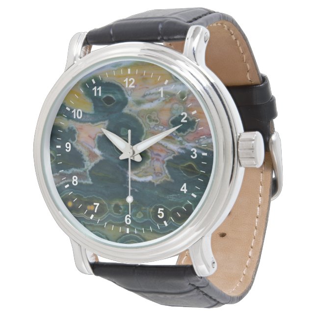 Reloj De Pulsera Losa de Jasper Oceánico (Angular)