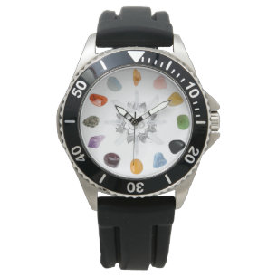 Reloj De Pulsera *~* Lotus Crystal Grid Chakra Stones Espiritual Om