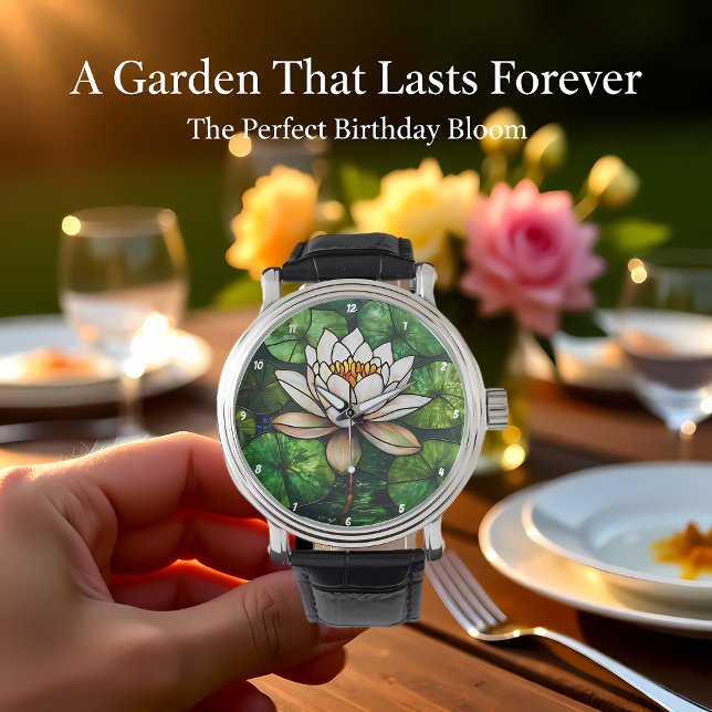 Reloj De Pulsera Lotus Pond Stained Glass (Subido por el creador)