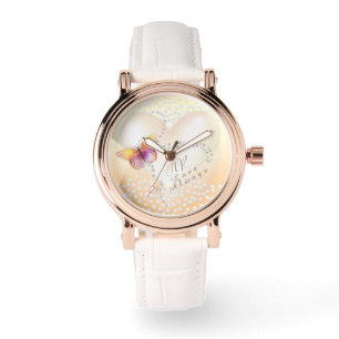 Reloj De Pulsera Love Always Heart Butterfly Gold